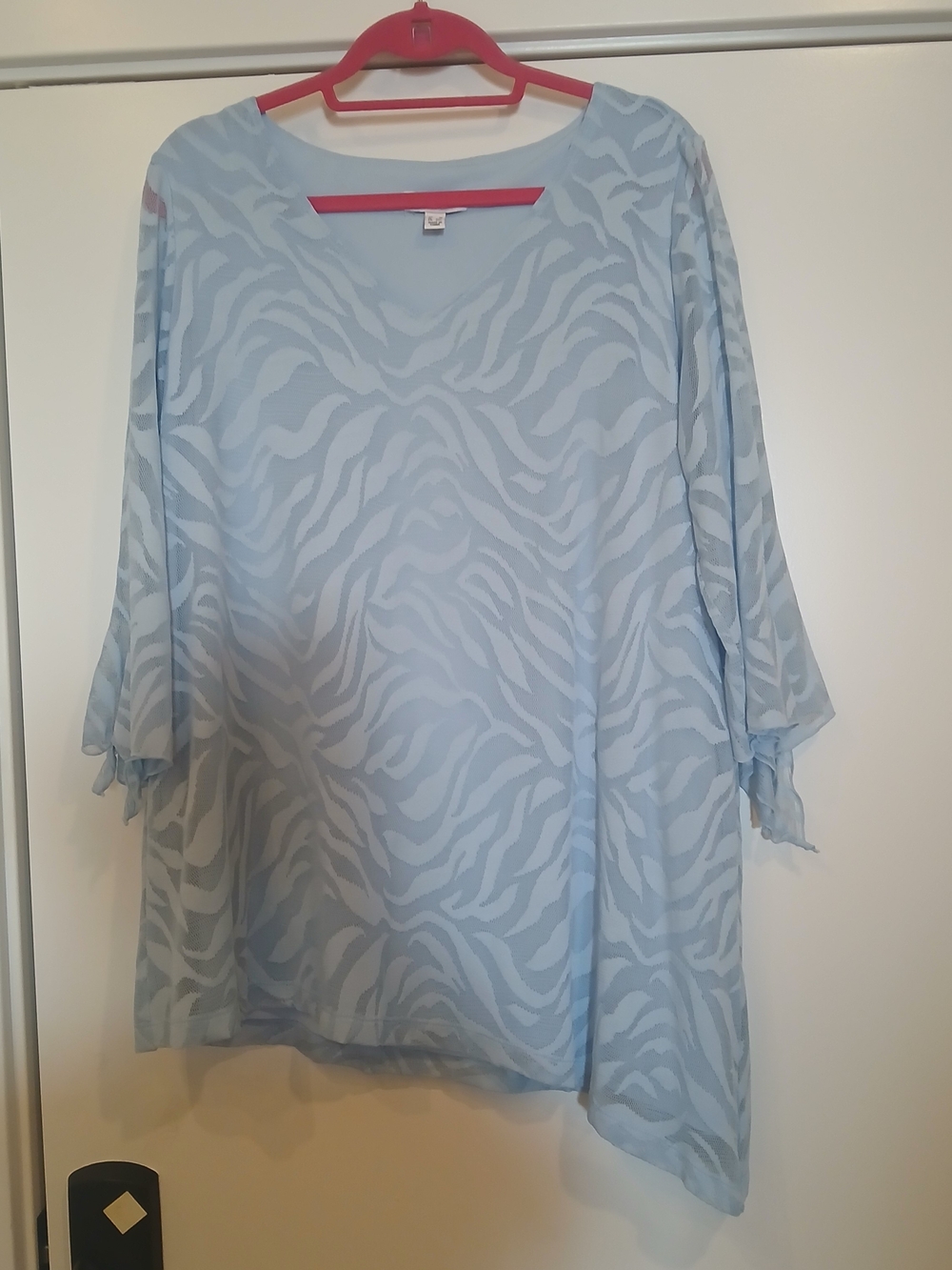 Susan Graver Light Blue Women's Zebra-Print V-Neck Top